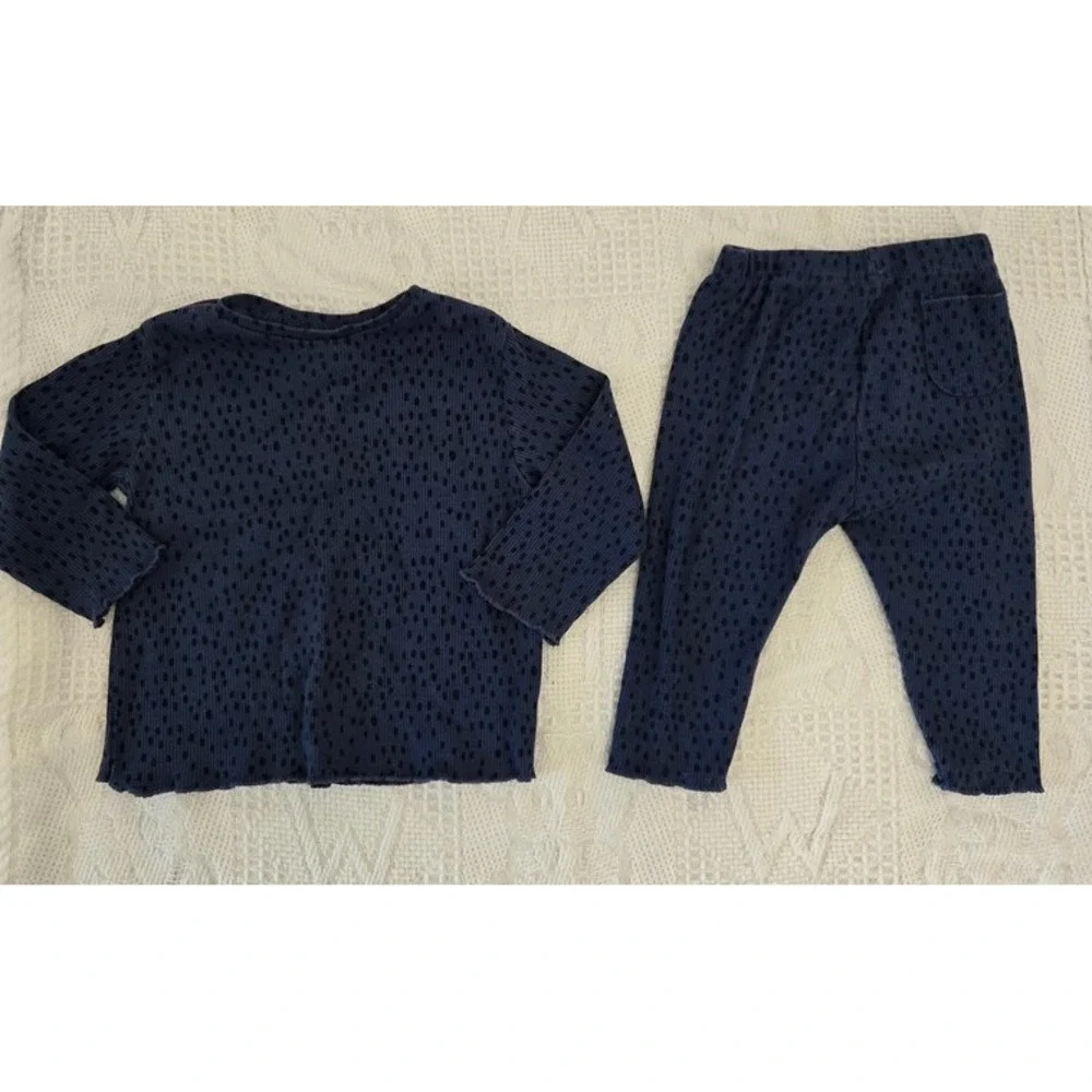 ZARA Navy‎ Blue 2-Piece Set (Top & Pants), Size 3-6 Months (68cm)